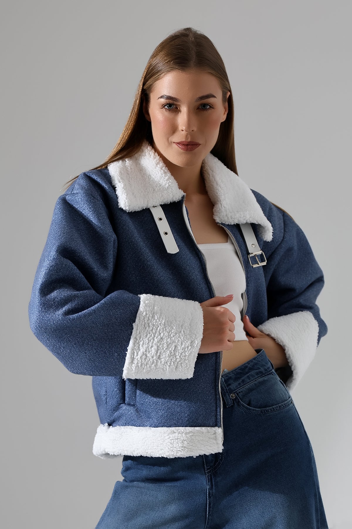 Plush Denim Jacket for Women