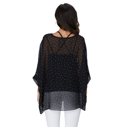 Womens Polkadot Chiffon Tunic Top